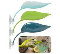 Frog Basking Platforms 3PCS Repitle Tank Accessories Leaf Shape Habitat Platform with Suction Cups for Mini Pet Bearded Dragon Spider (Mixed Color)