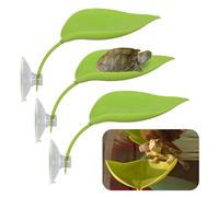 Frog Basking Platforms 3PCS Repitle Tank Accessories Leaf Shape Habitat Platform with Suction Cups for Mini Pet Bearded Dragon Spider (Green)