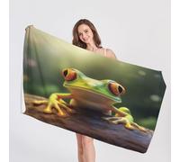 Frog Beach Towel, Microfibre Towel, Wild Animal Beach Towels, Quick Dry & Sand Free & Lightweight & Super Absorbent Towel for Travel, Gym, Bath, Swimming, Beach Blanket, 90 x 180 cm
