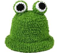 Frog Beanie Hat - Cute Crochet Bucket Hat for Women Men, Anime Kawaii Winter Knit Cap, Warm Toad Hat for Frog Lovers, Unique Animal Ear Gift Green