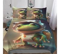 Frog Bedding Quilt Cover 2 Pieces Sets Soft Duvet Cover Comfortable Duvet Cover with Pillowcases For Boys Girls Single(135x200cm)