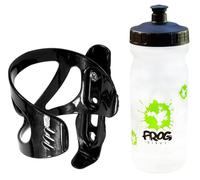 Frog Bikes Kids Sugar-Starch Eco Friendly 600ml Cycling Bottle & Reversible Side-Entry Cage Kit (Black)