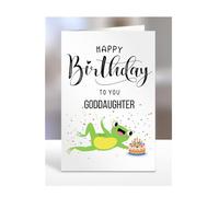 Frog birthday card for GodDaughter, gifts for men, women, female, male, him, her, presents, Happy Birthday to you, from the frog, A5-281_113