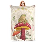 Frog Blanket Gifts for Frog Lovers Soft Frog Mushroom Throw Blanket Cozy Plush Fuzzy for Sofa Couch Living Room Bed Camping Travel 60"x50" Adults Kids Funny Frog Gifts Frog Decor Cottage Core Style