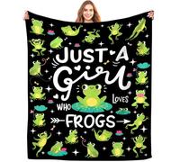 Frog Blanket Just A Girl Who Loves Frog Blankets Soft Warmth Flannel Throw Blankets Bedding Decor for Kids Girls Adults Gifts All Season 50"x40"