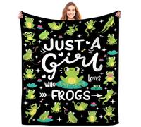 Frog Blanket Just A Girl Who Loves Frog Blankets Soft Warmth Flannel Throw Blankets Bedding Decor for Kids Girls Adults Gifts All Season 50"x40"