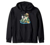 Frog Boba Pearl Milk Tea Frogs Zip Hoodie
