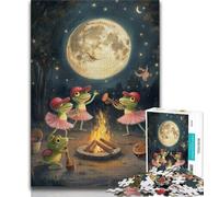 Frog Bonfire Party Jigsaw Puzzles for Adults Teenagers Jigsaws Puzzle,Help The Brain Exercise Addictive Toys to Cultivate Patience A Work of Art (38x26cm)