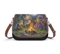 Frog Bonfire Party Under The Moon Crossbody Bags for Women Leather Tote Bag Travel Purse Shoulder Bag for Work Shopping