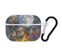 Frog Bonfire Party Under The Moon Headphone Case Compatible with AirPods Pro PC Shell Carrying Case with Keychain White-style