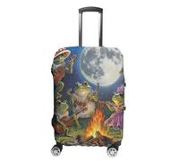 Frog Bonfire Party Under The Moon Luggage Cover Travel Suitcase Protector Anti-Scratch Suitcase Cover M