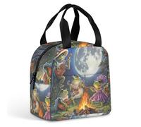 Frog Bonfire Party Under The Moon Lunch Bag for Women Men Insulated Lunch Box Lunch Tote Bag for Work Picnic