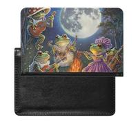 Frog Bonfire Party Under The Moon Passport Holder for Men Women PU Leather Passport Cover Travel Wallet