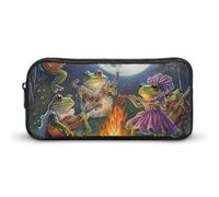 Frog Bonfire Party Under The Moon Pencil Case Large Capacity Pen Pouch Bag Stationery Organizer Makeup Bag