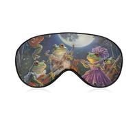Frog Bonfire Party Under The Moon Sleep Mask Lightweight Blindfold Eye Mask with Adjustable Strap for Men Women