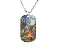 Frog Bonfire Party Under The Moon Titanium-Steel Necklace Adjustable Pendant Jewelry for Women Men Gifts