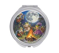 Frog Bonfire Party Under The Moon Travel Makeup Mirror Portable Pocket Mirror Compact Mirror for Home Office