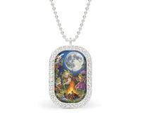 Frog Bonfire Party Under The Moon Womens Necklace Adjustable Jewelry Chain Pendant for Travel Party Silver-style