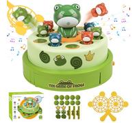 Frog Bounce and Catch Game Toys, Jumping Frog Toy Popping Board Games, Frog Pop Up Toy with Music, Rotate Bounce Catch Game Interactive Kids Toy for Ages 3-8 Boys Girls Gifts
