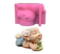 Frog Boy Flower Pot Resin Mold Succulent Pot Concrete Plaster Silicone M Resin Mold Tray Large