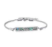 Frog Bracelet Sterling Silver Frog Abalone Shell Bar Pendant Bracelet Frog Pendant Jewelry Gift for Women Girls