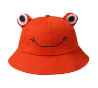 Frog Bucket Hat Cute Cotton Wide Brim Fisherman Sun Hat for Adult Women Girls Orange