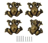 Frog Cabinet Drawer Knobs Handles, Zinc Alloy Animal Pulls Frog Nature Garden Theme Decoration Dresser Drawers Door Cabinets Kitchen Retro Furniture Hardware Knob 4 Pack (Ancient Bronze)