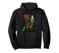 Frog Camping UFO Abduction Retro Sci-Fi Humor Pullover Hoodie