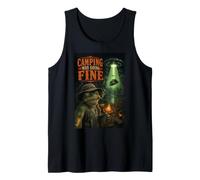 Frog Camping UFO Abduction Retro Sci-Fi Humor Tank Top