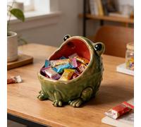 Frog Candy Dish - Ceramic Key Bowl for Entryway Table | Cute Big Mouth Frog Statue Decor for Jewelry, Coins & Office Desk Accessories | Unique Housewarming Gift for FrogLovers