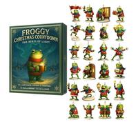 Frog Christmas Advent 2025-2D Acrylic Holiday Decorations | 24 Days Frog Pendant Countdown Calendar | for Adults Christmas Tree Car Rearview Mirror Wall Door Vacation Party Favors