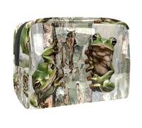 Frog Climb on Tree Cosmetic Bag for Women, Travel Toiletries Bags Large PVC Makeup Handy Pouch Organiser with Zipper