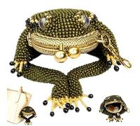 Frog Coin Purse Beaded Kiss Lock Keychain Pouch Cute Lucky Toad Charm (1 Pcs)
