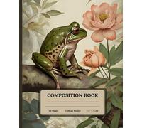 Frog Composition Notebook (College Ruled) - Cute Vintage Floral Frog Design | For School, College, Office & Work | 7.5 x 9.25 Inches, 110 Pages
