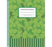Frog Composition Notebook Wide Ruled: 7.5 x 9.25 Blank Paper / 108 Pages / Stationery Gift for Note Taking - Writing - Doodles / Vintage Green Animal Art Pattern Theme Cover