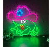 Frog Cowboy Neon Signs,Frog Cowboy Lamp Led Signs Lights Neon Signs for Wall Decor, Adjustable Brightness Night Light Man Cave Game Room Decor, USB Powered for Bedroom Party Bar Wedding Christmas