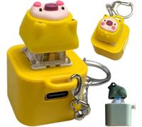Frog Croaking Fidget Toy, Duck Keyboard Keycaps That Quack, Rechargeable Quacking Croaking Keychain, Ducks Keychain Stress Reliever with Lights, Anxiety Relief Buster Toy for Adult (Pig)