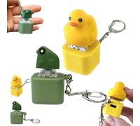 Frog Croaking Fidget Toy, Duck Keyboard Keycaps That Quack, Rechargeable Quacking Croaking Keychain, Ducks Keychain Stress Reliever with Lights, Anxiety Relief Buster Toy for Adult (Frog & Duck)
