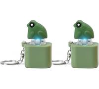 Frog Croaking Fidget Toy Keychain with Sound, Rechargeable Magnetic Stress Relief Anxiety Toys Fun Noise Maker Clicker Button A Unique Croaking Frog Keychain Fidget for Kid and Adult (Green)