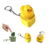 Frog Croaking Fidget Toy, Rechargeable Croaking Frog Keychain, Frogs Croakings Stress Reliever with Colorful Lights, Frogs Sound Keychain, Fun & Portable Fidget Clicker (Yellow Duck)