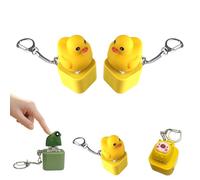 Frog Croaking Fidget Toy, Rechargeable Croaking Frog Keychain, Frogs Croakings Stress Reliever with Colorful Lights, Frogs Sound Keychain, Fun & Portable Fidget Clicker (Duck 2PCS)