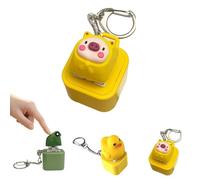 Frog Croaking Fidget Toy, Rechargeable Croaking Frog Keychain, Frogs Croakings Stress Reliever with Colorful Lights, Frogs Sound Keychain, Fun & Portable Fidget Clicker (Yellow Pig)