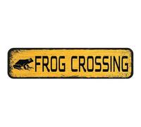 Frog Crossing Vintage Metal Tin Sign Aluminum Signs Funny Tin Sign For Home Yard Garden Farm Gate Beware Wall Decoration 4X16 Inch