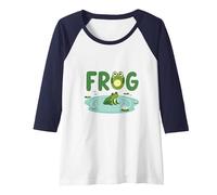 Frog: Cute Pond Life for Nature Lovers Raglan Baseball Tee, Women, Navy/White, L