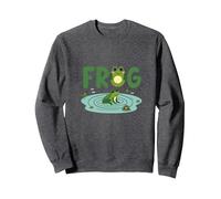 Frog: Cute Pond Life for Nature Lovers Sweatshirt, Adult Unisex, Dark Heather Grey, XL