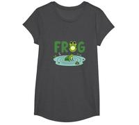 Frog: Cute Pond Life for Nature Lovers T-Shirt, Girls, Dark Heather Grey, Small