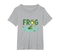 Frog: Cute Pond Life for Nature Lovers T-Shirt, Women's Plus, Heather Grey, 2X