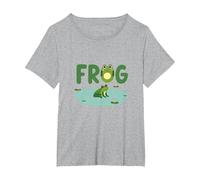 Frog: Cute Pond Life for Nature Lovers T-Shirt, Women's Plus, Heather Grey, 3X