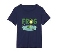 Frog: Cute Pond Life for Nature Lovers T-Shirt, Women's Plus, Navy, 3X