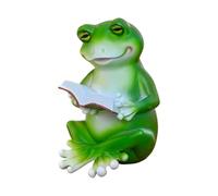 Frog Decor - 9x10x14cm Cute Resin Animal Desk Accessories, Reading Frog Mini Figurines, Adorable Home Decoration for Desk Shelves | Perfect Collectible for Home Bedroom Living Room Office Apartment Ga